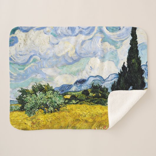 Vincent Van Gogh Wheat Field met Cypresses Sherpa Deken (Voorkant (horizontaal))