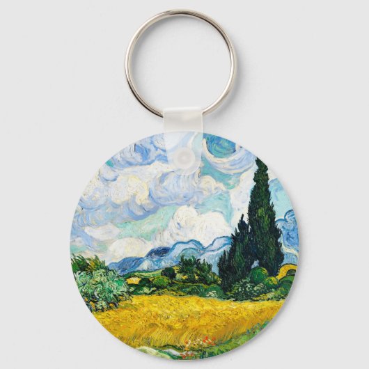 Vincent Van Gogh Wheat Field met Cypresses Sleutelhanger (Voorkant)