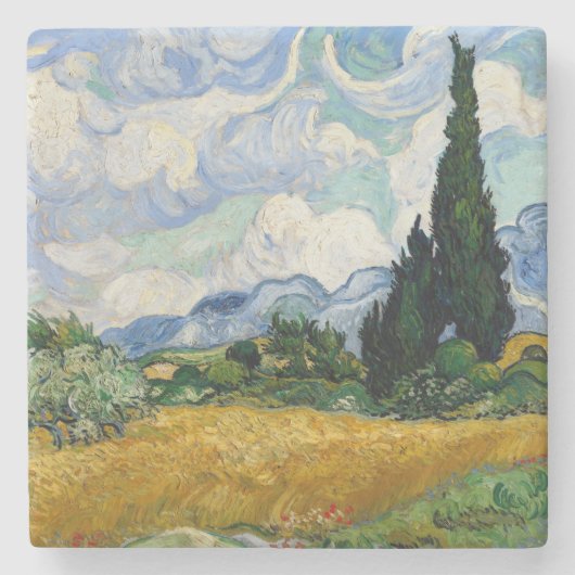 Vincent Van Gogh Wheat Field met Cypresses Stenen Onderzetter (Voorkant)