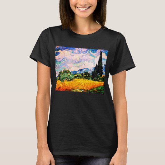 Vincent Van Gogh Wheat Field met Cypresses T-shirt (Voorkant)