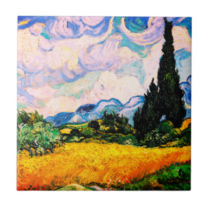 Vincent Van Gogh Wheat Field met Cypresses   Tegeltje