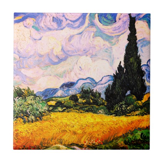 Vincent Van Gogh Wheat Field met Cypresses Tegeltje (Voorkant)