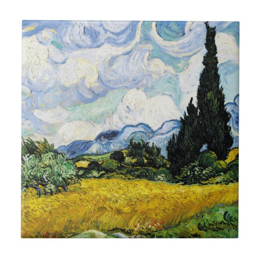 Vincent Van Gogh Wheat Field met Cypresses Tegeltje (Voorkant)