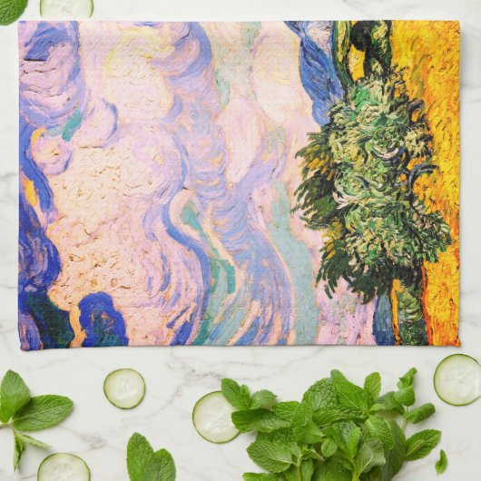 Vincent Van Gogh Wheat Field met Cypresses Theedoek (Gevouwen)