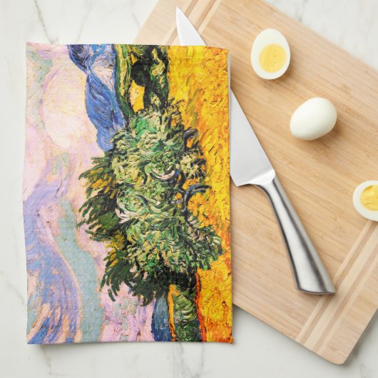 Vincent Van Gogh Wheat Field met Cypresses Theedoek (Quarter Fold)