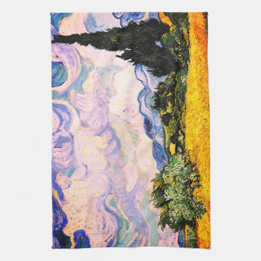 Vincent Van Gogh Wheat Field met Cypresses Theedoek (Verticaal)