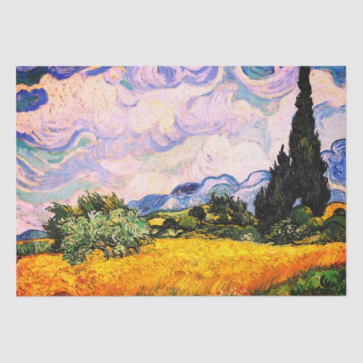 Vincent Van Gogh Wheat Field met Cypresses Tissue Tissuepapier (Voorkant)