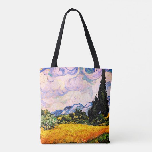 Vincent Van Gogh Wheat Field met Cypresses Tote Bag (Achterkant)