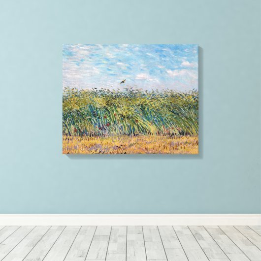 Vincent van Gogh - Wheat Field met een Lark Canvas Afdruk (Insitu (Houten vloer))