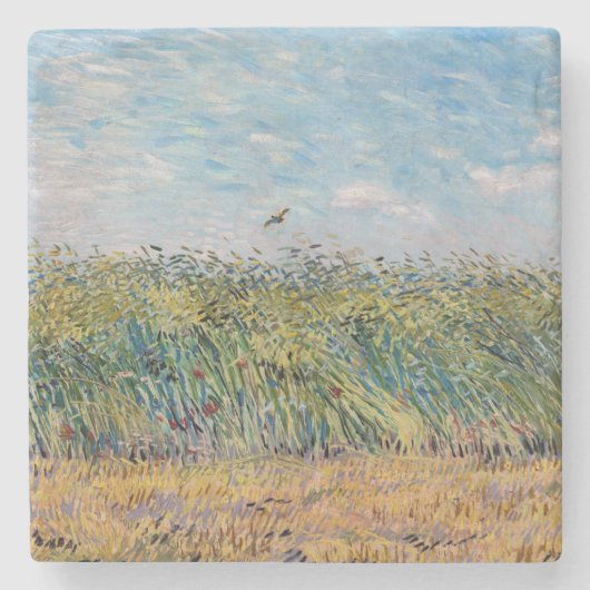 Vincent van Gogh - Wheat Field met een Lark Stenen Onderzetter (Voorkant)
