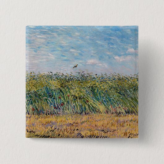 Vincent van Gogh - Wheat Field met een Lark Vierkante Button 5,1 Cm (Voorkant)