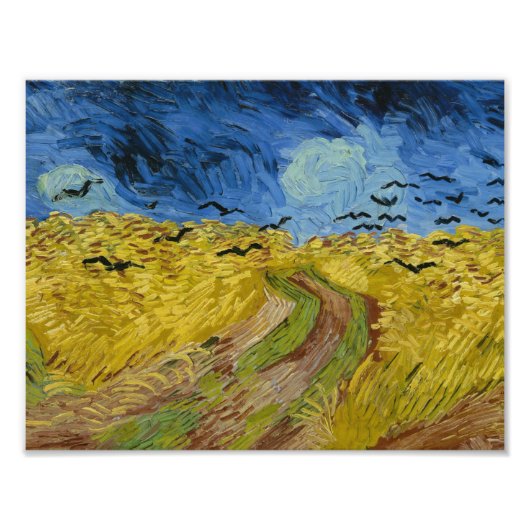 Vincent van Gogh - Wheatfield met Crows Foto Afdruk (Voorkant)