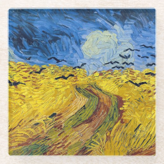 Vincent van Gogh - Wheatfield met Crows Glazen Onderzetter (Voorkant)