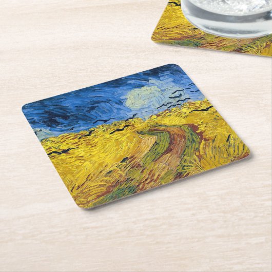Vincent van Gogh - Wheatfield met Crows Kartonnen Onderzetters (Schuin)