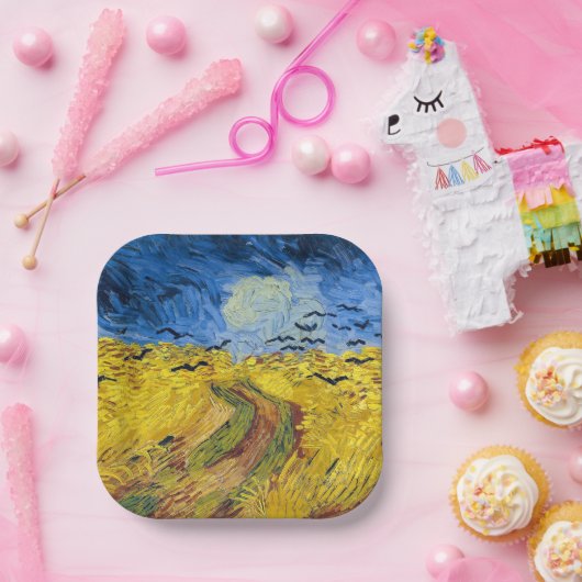 Vincent van Gogh - Wheatfield met Crows Papieren Bordje (Feest)