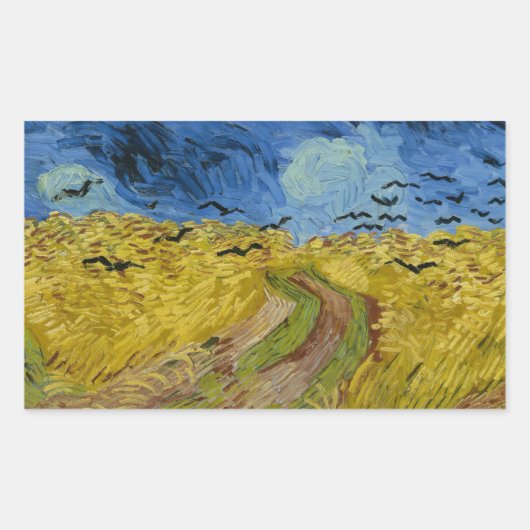 Vincent van Gogh - Wheatfield met Crows Rechthoekige Sticker (Voorkant)
