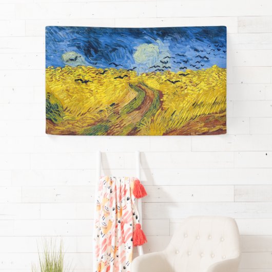 Vincent van Gogh - Wheatfield met Crows Spandoek (Insitu)