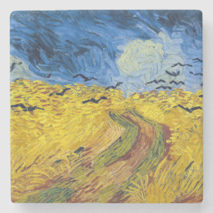 Vincent van Gogh - Wheatfield met Crows Stenen Onderzetter