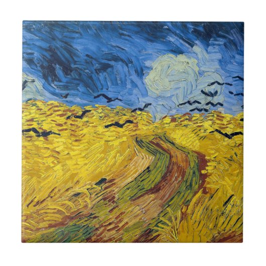 Vincent van Gogh - Wheatfield met Crows Tegeltje (Voorkant)