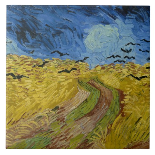 Vincent van Gogh - Wheatfield met Crows Tegeltje (Voorkant)