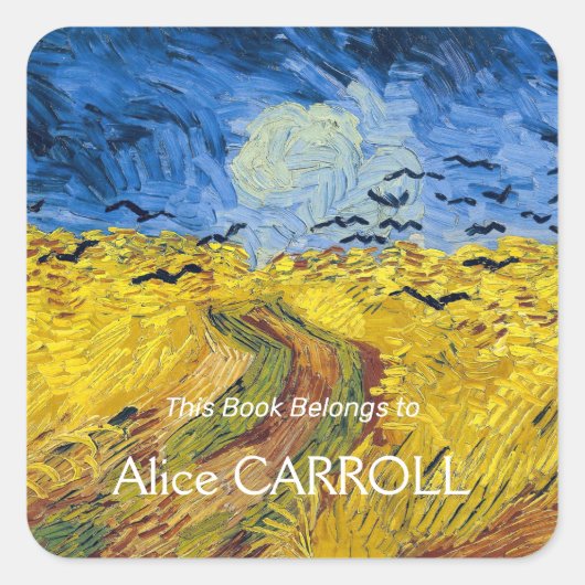 Vincent van Gogh - Wheatfield met Crows Vierkante Sticker (Voorkant)