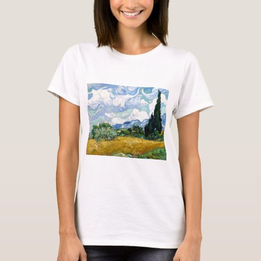 Vincent van Gogh Wheatfield met Cypresses T-shirt (Voorkant)