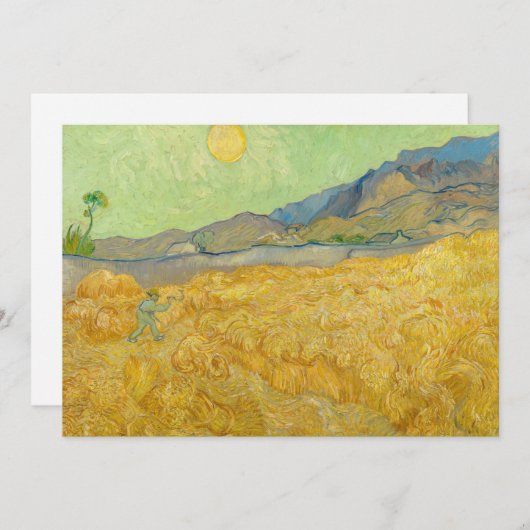 Vincent van Gogh - Wheatfield met een Reaper Bedankkaart (Voorkant / Achterkant)