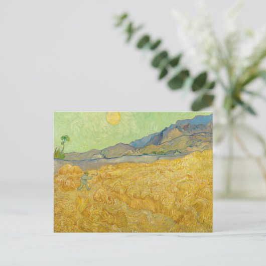 Vincent van Gogh - Wheatfield met een Reaper Briefkaart (Staand voorkant)