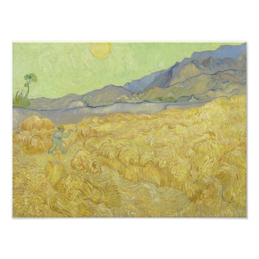 Vincent van Gogh - Wheatfield met een Reaper Foto Afdruk (Voorkant)