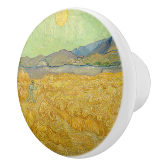 Vincent van Gogh - Wheatfield met een Reaper Keramische Knop (Rechts)