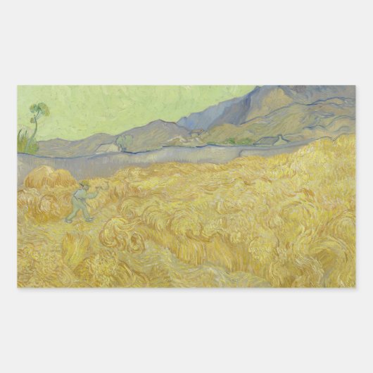 Vincent van Gogh - Wheatfield met een Reaper Rechthoekige Sticker (Voorkant)