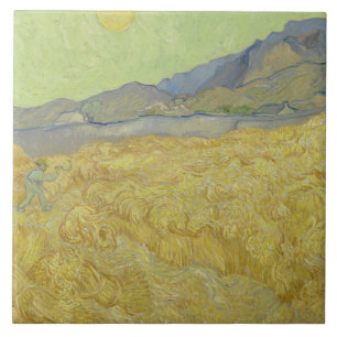 Vincent van Gogh - Wheatfield met een Reaper Tegeltje