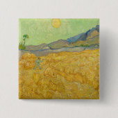 Vincent van Gogh - Wheatfield met een Reaper Vierkante Button 5,1 Cm (Voorkant)