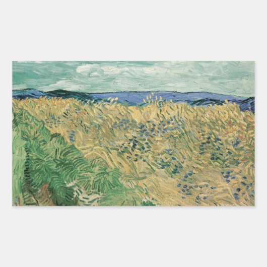 Vincent van Gogh - Wheatfield met hoekbloemen Rechthoekige Sticker (Voorkant)