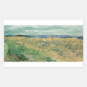 Vincent van Gogh - Wheatfield met hoekbloemen Rechthoekige Sticker