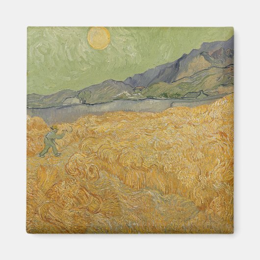 Vincent van Gogh | Wheatfield met Reaper, 1889 Magneet (Voorkant)