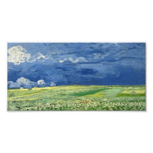 Vincent van Gogh - Wheatfield onder de wolken Foto Afdruk (Voorkant)