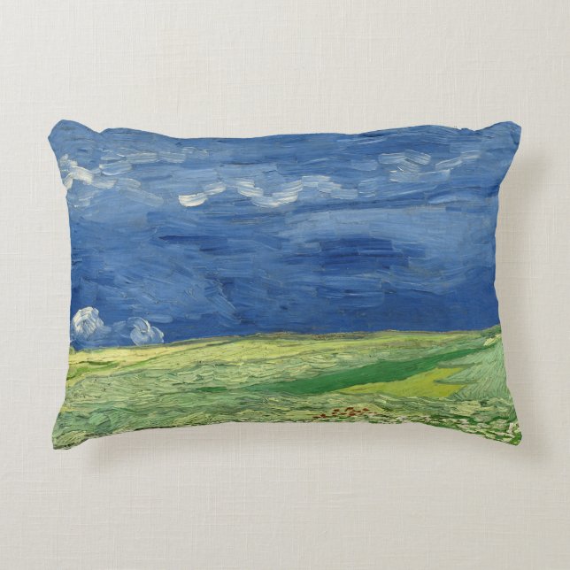 Vincent van Gogh - Wheatfield onder Thunderclouds Accent Kussen (Voorkant)