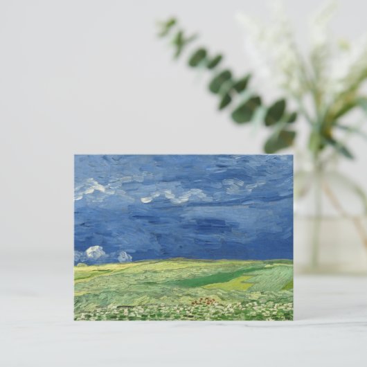 Vincent van Gogh - Wheatfield onder Thunderclouds Briefkaart (Staand voorkant)