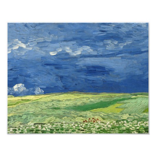 Vincent van Gogh - Wheatfield onder Thunderclouds Foto Afdruk (Voorkant)
