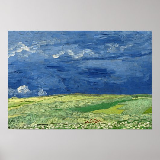 Vincent van Gogh - Wheatfield onder Thunderclouds Poster (Voorkant)