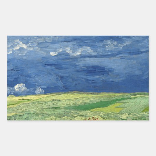 Vincent van Gogh - Wheatfield onder Thunderclouds Rechthoekige Sticker (Voorkant)