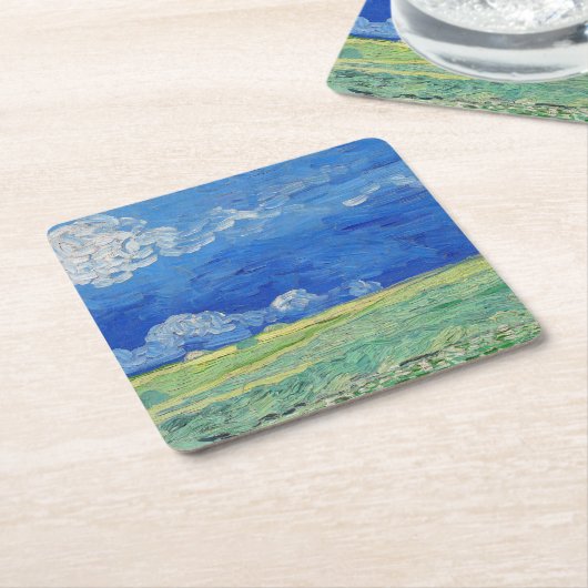 Vincent van Gogh - Wheatfields under Thunderclouds Kartonnen Onderzetters (Schuin)
