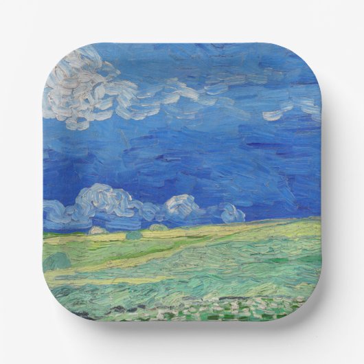 Vincent van Gogh - Wheatfields under Thunderclouds Papieren Bordje (Voorkant)
