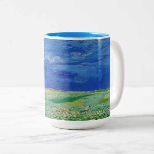 Vincent van Gogh - Wheatfields under Thunderclouds Tweekleurige Koffiemok (Voorkant rechts)