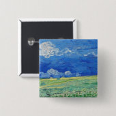 Vincent van Gogh - Wheatfields under Thunderclouds Vierkante Button 5,1 Cm (Voorkant /achterkant)