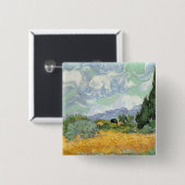 Vincent van Gogh | Wielveld met persen, 1889 Vierkante Button 5,1 Cm (Voorkant /achterkant)