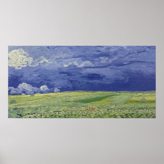 Vincent van Gogh | Wielvelden onder Thundercloud Poster (Voorkant)