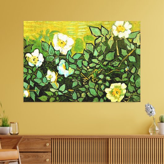 Vincent van Gogh - Wilde Rozen, Canvas Afdruk (Insitu (Woonkamer))