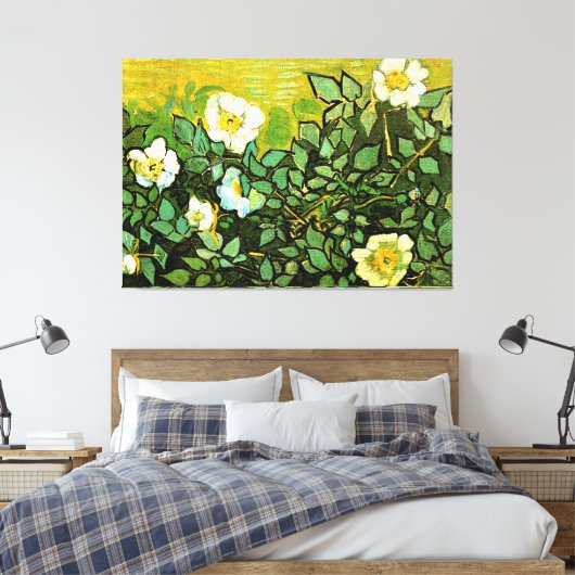 Vincent van Gogh - Wilde Rozen, Canvas Afdruk (Insitu (Slaapkamer))